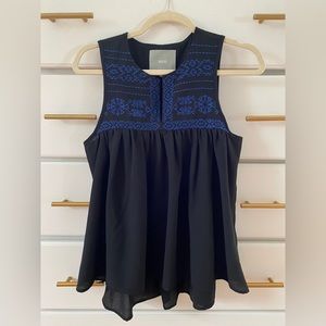 Anthropologie Embroidered Tank Top XS